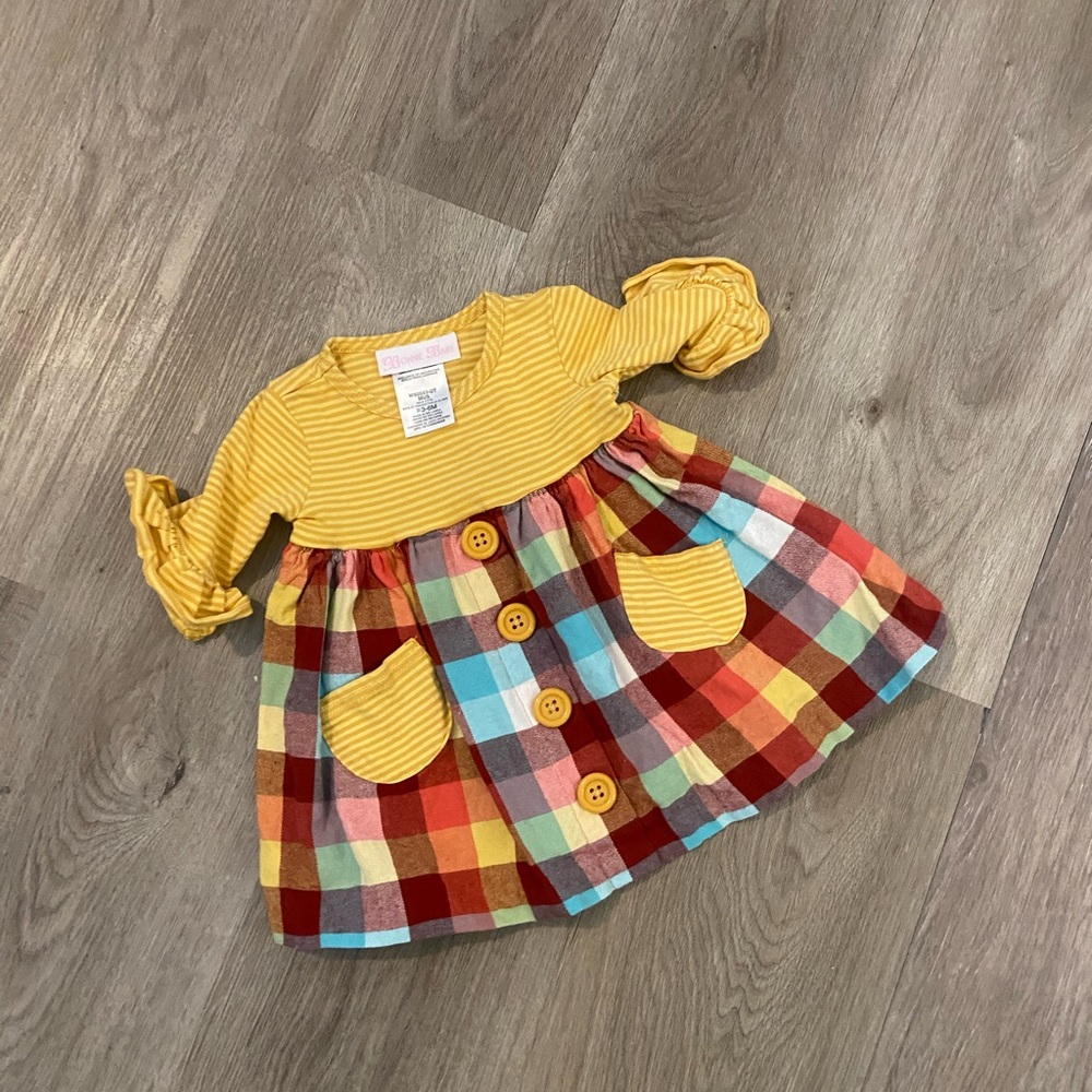Bonnie Baby 3-6 month fall color buffalo check dress - EUC